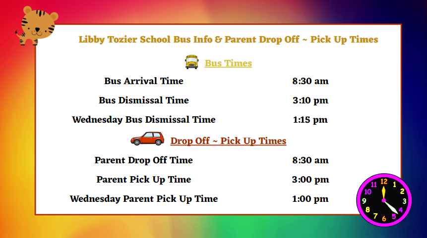 Bus Information & Parent Drop Off - Pick Up Times